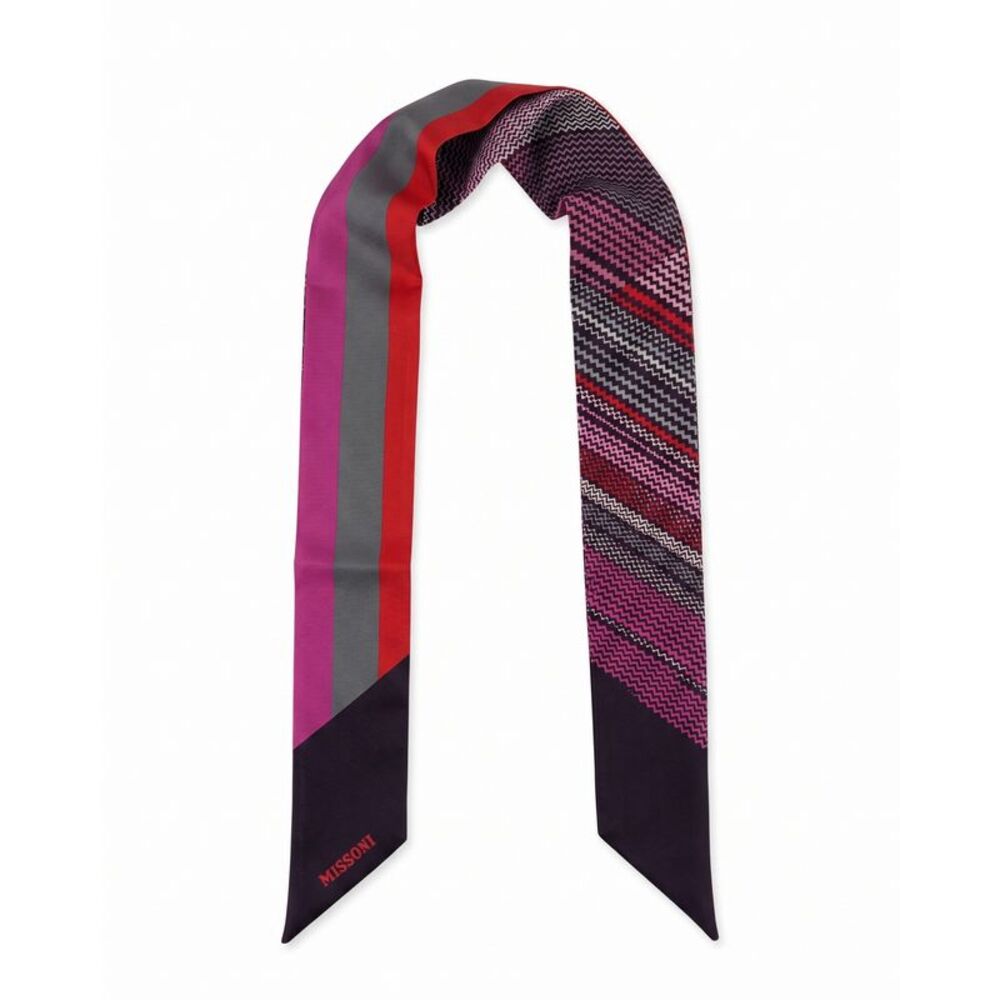Missoni Multicolor Silk Reversible Chevron Ribbon Scarf